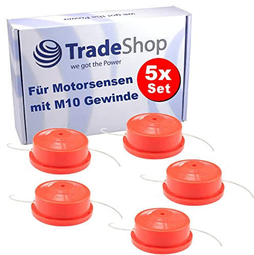 5x Rasentrimmer Doppel-Fadenkopf Motorsense Trimmerkopf kompatibel mit Einhell Eurokraft Eurotec Adlus 69445 Alko BC301 Bass Polska Bauholtz Baumr-AG BBT Craft-Men