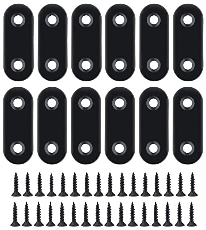 KINBOM 16 Stück Straight Bracket, 40x16mm Schwarz Flache Verbinder Edelstahl Verbinder Holz mit Schrauben für die Reparatur von Holzmöbeln
