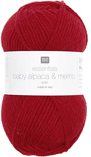 Rico Design Essentials Baby Alpaca & Merino Aran aus Baby Alpakawolle und Merinowolle (05 rot)