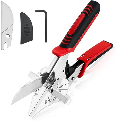 GARTOL Ratchet Miter Shears for Angular Cutting Molding Crafting, Shoe Molding & Quarter Round Cutting Tool Miter Cutter, Adjust at 45-135 Degree Multi-Angle Cutter Hand Tool for Soft Wood, PVC, MDF