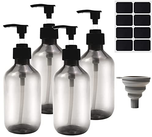 Shampoo Spender Leere 300ml Shampooflasche zum Befüllen Spender Seifenspender Flaschen Pumpflasche Duschgel Spenderflaschen (Glänzend-Grau-300ml)