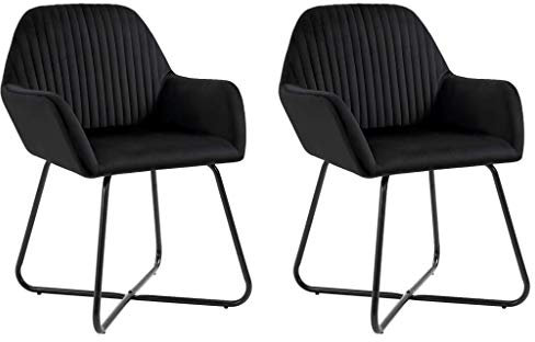 Gecheer 2er Set Esszimmerstühle Wohnzimmerstuhl | Küchenstuhl Essstuhl | Sitzgruppe für Küche Esszimmer Wohnzimmer - Schwarz Samt