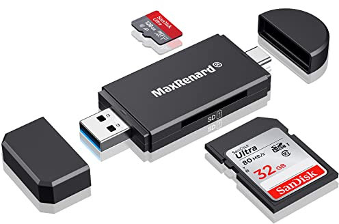 USB 3.0 SD Card Reader, USB C Flash Memory Card Reader, Camera SD Card Adapter Converter for SDXC SDHC SD MMC TF RS- MMC Micro SDCard and UHS-I Cards Windows Smartphone Computer Laptop