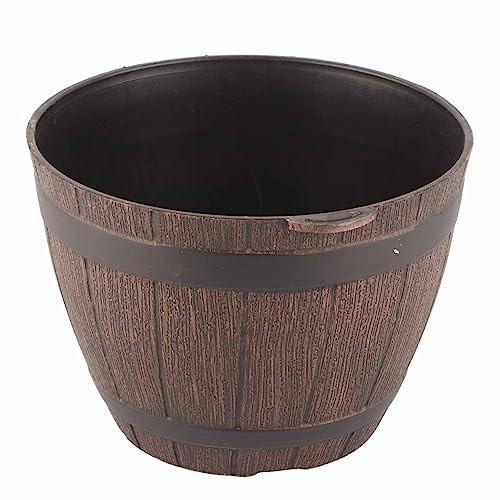 SyangKaitian Botte di Legno Imitazione, Vaso di Fiori in Resina PP Barile di piantagione di Legno Imitato, Botte di Legno Imitazione Vaso di Fiori in Resina PP Botte di piantagione di Legno Imitato