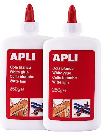 APLI 19658 Lot de 2 queues blanches de 250 g - Idéal pour travaux manuels sur carton, bois, papier - Convient pour un usage scolaire