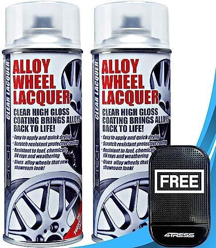 4TRESS E-TECH 2 x 400ml Clear Alloy Wheel Lacquer Chip Resistant Wheel Refurbishment Cans Non Slip Car Dash Mat