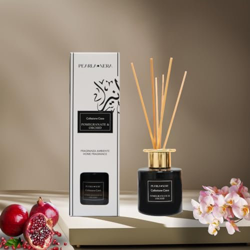 Pomegranate and Orchid 100ml - Reed Diffuser for Home Scented Oil Diffuser with Sticks Set by Pearla Nera Arabian Air Freshener Home Fragrance Aromatherapy - Fruity, Oriental, Floral - Upto 5 months