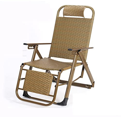 KOHARA Liegestuhl für Wohnzimmer, Rattan-Stuhl für den Innenbereich, Boho-Stahlrahmen, Lounge-Stühle, Klappbett, verstellbare Liege-Terrassenstühle mit Kopfstütze, Fußstütze, moderner M