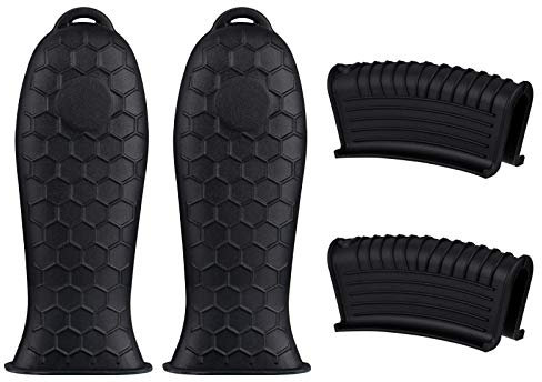 4 Pieces Silicone Hot Handle Holder, Heat Resistant Potholder Cookware Non-Slip Rubber for Grip Covers