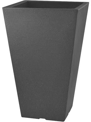 VERDENIA Mila Blumentopf – Moderne Dekoration für Innen- und Außenbereiche – Schönes Design und Robuste Konstruktion – für Verschiedene Pflanzenarten – 27x27x45cm, 17L, Anthrazit