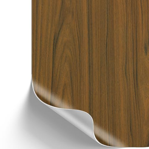 [13,89€/m²] Klebefolie in Holz-Optik inkl. Rakel & E-Book I Selbstklebende Holz Folie für Möbel & Küche - hitzebeständig & abwaschbar I Möbelfolie I Dekofolie (Nussbaum mittel, 4m x 90cm)