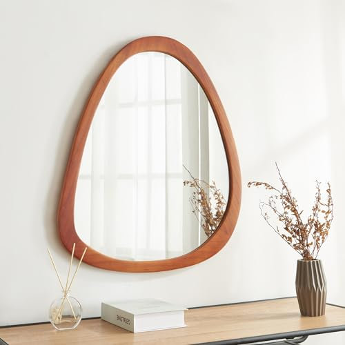 [en.casa] Wandspiegel Jomala Spiegel hängend mit Holzrahmen Braun 70 x 60 cm Flur Badspiegel zum Aufhängen Dekoration Hängespiegel