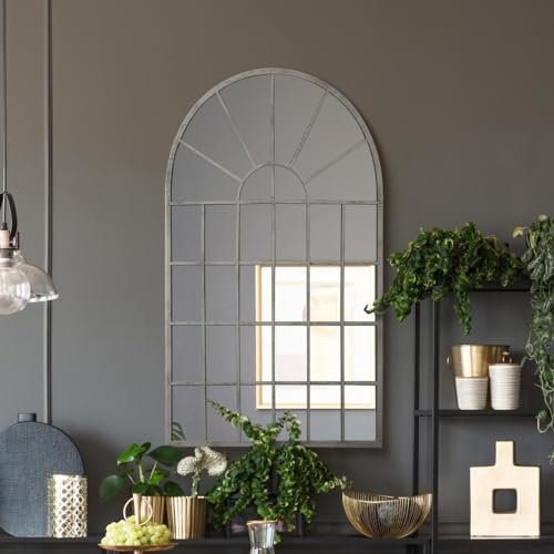 MirrorOutlet The Dorset - Espejo de Pared con Marco de Metal Blanco Roto de 79 cm x 51 cm