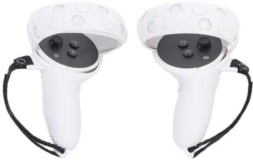 Bomiclss Controller Grips Cover Kompatibel mit Quest 2, VR Zubehör Silikon Schutzhülle Grip Cover mit Knöchelriemen, Abdeckung mit Rutschfester Textur und weichen Riemen (Weiß)