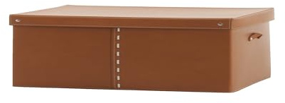 LIMAC Design GABRY Aufbewahrungsbox aus Leder mit Deckel für Schränke, Leder Gross Kisten aufbewahrung, Aufbewahrungswürfel mit Griffen, Hergestellt in Italien. (Braun, Mod. 2-44x59x19 H)