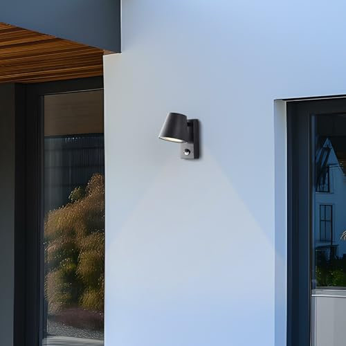 Lightbox Außenwandlampe | 17 x 11 x 16 cm | Outdoor Wandleuchte mit Bewegungsmelder | Hausfassade und Haustür | GU10 max. 10 W | aus Metall/Kunststoff | in Schwarz