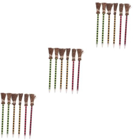 HEMOTON 18 Stk Hexenbesen-Bleistift Besenschreibstift Zubehör für Hexenkostüme Mini-Strohbesen Mini-Hexenbesenstiel Halloween holzstifte spaß Besen-Geschenkstifte Bleistift schreiben Buche