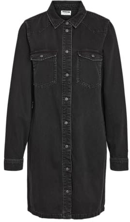 Noisy may Nmnew Signe Robe en Denim pour Femme L/S Vi001Bl Noos, Jean Noir, L