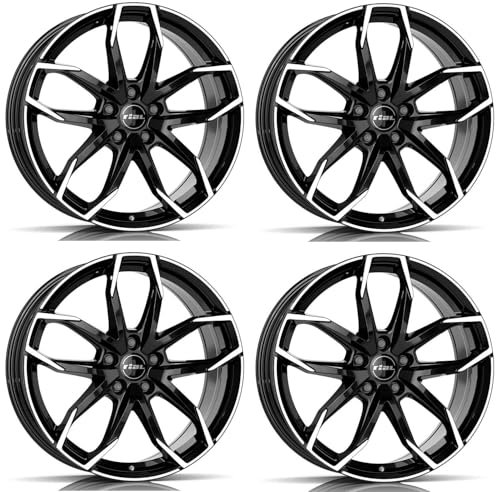 4x Rial Felgen Alufelgen Lucca 7.5Jx17 ET45 5x112 diamant-schwarz frontpoliert kompatibel mit SEAT Alhambra Altea Ateca Leon Tarraco Tarraco FR