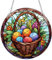 Ostereier-Sonnenfänger, gebeiztes Acryl, Fensterbehang, Ornament, 30 cm, Eier mit Blumenkorb, Kunst-Acrylplatte für Frühling, Ostern, Zuhause, Wand, Garten, Tür, Dekoration, Stil C