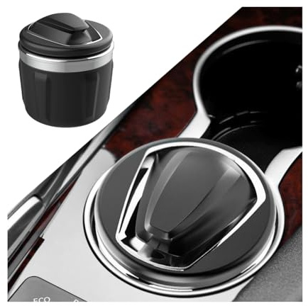 JNNJ Auto LED Aschenbecher Mit Deckel, Abnehmbar Tragbare Auto Zigarette Rauchfrei Aschenbecherhalter, Auto-Aschenbecher, Universelles Dekoratives Autozubehör Für Autos Van Outdoors Camping(Silber)
