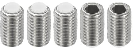 PATIKIL Madenschrauben M12x20 mm, 5 Stück 304 Edelstahl Kunststoff Nylonspitze Madenschrauben/Innensechskant Gewindestifte, Sechskantkopf Schrauben für Türgriff, Türklinke
