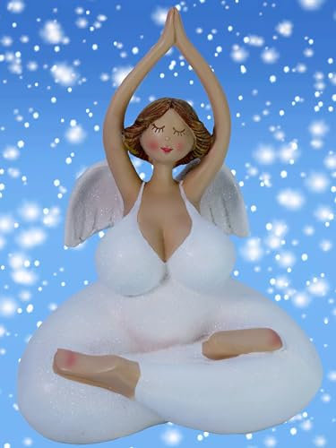 Pommerntraum ® | Dekorationsfigur Yoga-Engel Rubensengel Mollyengel Yoga Engel Schutzengel Guardian Angel Weihnachtsengel Weihnachtsfigur Schreibtischfigur (Yogaengel Stella)