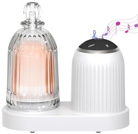 DOUDING Essential Oil Diffuser with Bluetooth Speaker & Aromatherapy Diffuser Humidifier with Auto-Off Feature, 7 Colors Lights Changing for Large Room Home Spa Office, 300ml