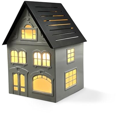 Cello Brûleur de cire électrique – Design élégant noir et blanc avec lampe – Comprend une ampoule de rechange – Compatible avec médaillons de cire Cello et huiles de mixologie parfumée