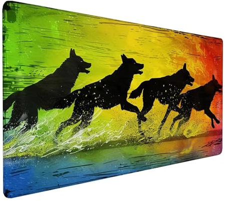 Alfombrilla Ratón XXL 800x300x3mm, Gaming Alfombrilla Ratón Lobo, Alfombrilla Escritorio con Base de Goma Antideslizante, Alfombrilla Teclado y Raton, Pc Gaming Accesorios, Regalos, Coloreado M-P-L