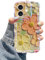 Jusy Compatible with iPhone 11, Colorful Retro Oil Painting Printed Flower Laser Glossy Pattern Cute Curly Wave Phone Case Soft TPU Cover for Girly Women - Orange Yellow