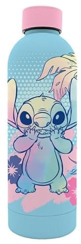 Kids Licensing Gourde Disney Stitch en Acier Inoxydable, Design Bleu et Rose, Pour Enfants 500ml