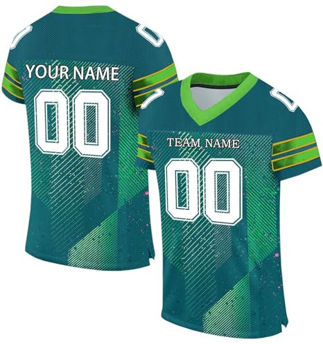 Personalisiertes American FootballTrikot Custom Football Jersey Personalized Printed Team Name & Number Baseball Trikot für Männer Frauen Jugend Unisex Schnelltrocknend Atmungsaktiv T-Shirts(#A 14)