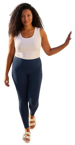 Roman Stretch Leggings for Women UK Ladies Yoga Pants Gym Fitness Trousers Cotton High Waisted Pull On Elasticated Waist Smart Casual Tummy Control Thick Shapewear - Navy Plus - Size 20