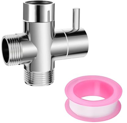Shower Diverter Valve, Shower Attachment for Bath Taps, 3-Way Diverter Valve Replacement, Water Butt Diverter Kit, Shower System Component for Enhanced Functionality (Includes Waterproof Tape)