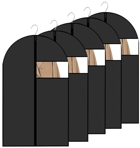 SQUASHIC Kleidersack Anzug 5 Stück,Hochwertiger Kleidersäcke Mottensicher,60x140 Cm Große Kapazität,Kleiderhüllen mit Reißverschluss,Für Kleider Jacken Hemden Abendkleider Aufbewahrung