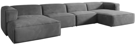 Luxusbetten24 Designer Sofa Comfy U in Samt Hellgrau