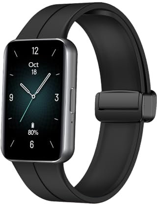 FiiMoo Correa de Repuesto de Silicona Ajustable para HONOR Band 9/Band 10, Correa de Silicona, Cierre Magnético, Color Negro