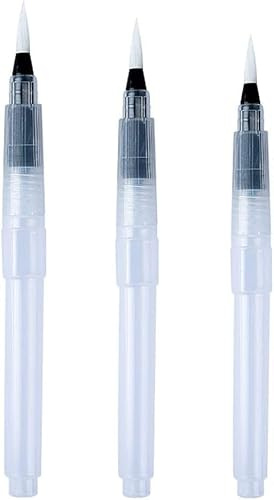 3Pcs Water Brush Pens Set Refillable Watercolor Brush 3 Sizes Tips for Blending Colors Creating Shades Watercolor Kids Adults Artist, Art Paintbrush Sets Grade Water Pen for Painting