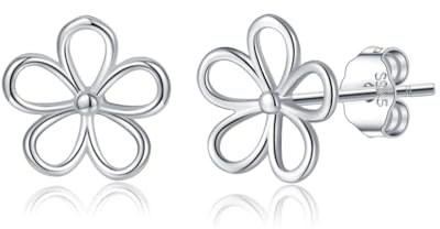 SLUYNZ 925 Sterling Silber Blume Ohrstecker Ohrringe für Damen Mädchen Hohle Blume Ohrstecker für Sommer