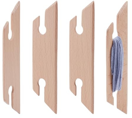 UNICRAFTALE 4 Stück Holz Webschiffchen Häkelnadel Aus Burlywood Webstuhl Handgefertigt Strick Weben Webstuhl Werkzeuge Occhi Shuttle Werkzeug Für DIY Pullover Schals Wandteppiche 18x4.6x0.4cm