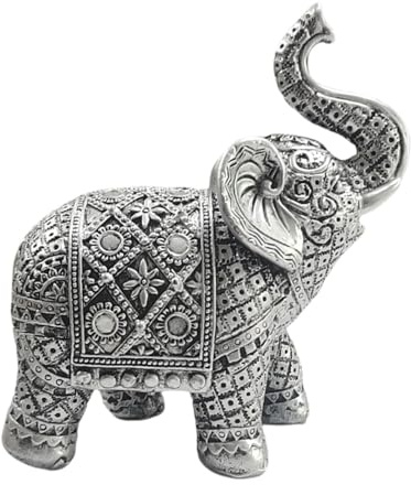KESOTO Elefantenstatue Als Kreatives Kunsthandwerk Sammlerstück Ornament Und Tischdekoration Eine Tierfigur mit Lebendiger Formgebung für Regale Und Schreib, Silber