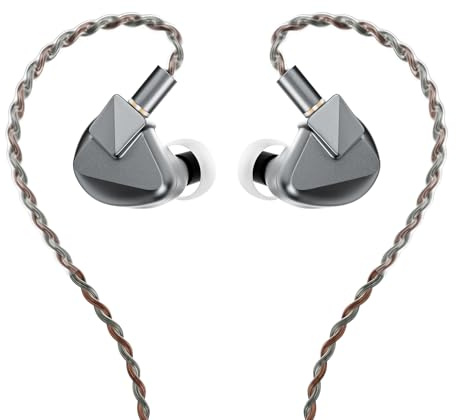 Letshuoer S12 Ultra 14,8 mm Planar-Treiber In-Ear-Monitor IEM, HiFi-Kopfhörer mit abnehmbarem 2-poligem 392-adrigem versilbertem Kabel für Musiker, Audiophile (Gunmetal Grey, 3,5 mm/4,4 mm Stecker)