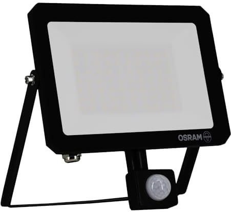 Osram LUX LED Flutlicht modern 50W, 4500lm, 6500K, Außenstrahler, Sensor, IP65, Aluminium Schwarz, Milchglas