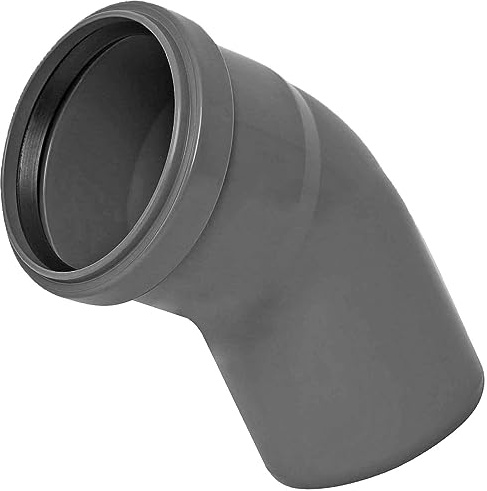 MegaHaustechnik HT Abfluß, Bogen, DN50, Winkel 45 Grad | Mit Muffe Dichtung, Für Rohr-Außendurchmesser 50mm, Kunststoff grau, Abwasser Leitung Kanal Lüftung Winkel