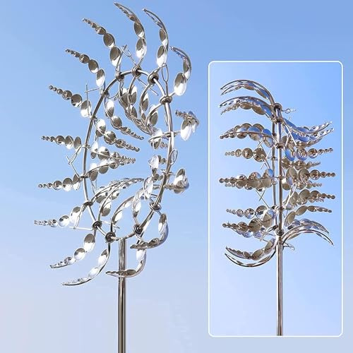 3D Einzigartige Metall Windmühle,Einzigartige und magische Metall Windmühle, Windspinner Spinner Skulpturen Windfänger für Außenterrassen, Patio Rasen, Garten Dekoration