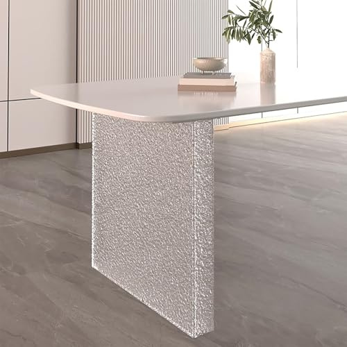 1 Pièce Pieds de Table en Acrylique Transparent, Set de Pieds de Bureau Flottants Modernes, Panneau Épais de 8mm pour Support Solide de Tables à Manger et Basses(White,30x70cm/12x28in)