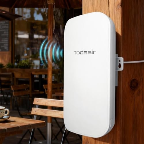 TODAAIR Outdoor-WLAN-Extender 1200Mbps Dualband, WiFi 6/7 WPA3-Enterprise, IP65 Wettersicher, AP & Repeater Modus, kompatibel mit gängigen Routern, für Hof Garten Fabrik 320qm Abdeckung