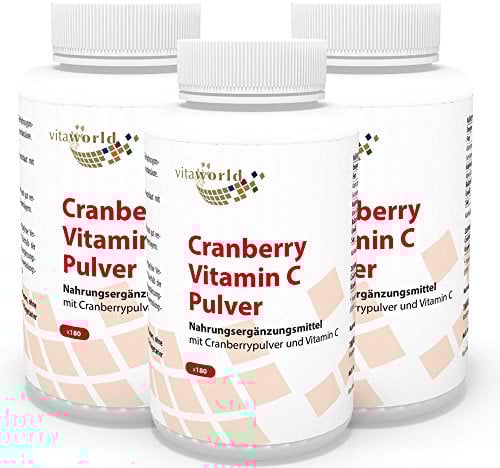 3er Pack Vita World Cranberry 400mg + Vitamin C 540 Kapseln Apotheker-Herstellung