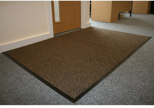 JVL Office Entrance Absorbent Barrier Door Mat, Plastic, Brown/Black, 120 x 180 cm